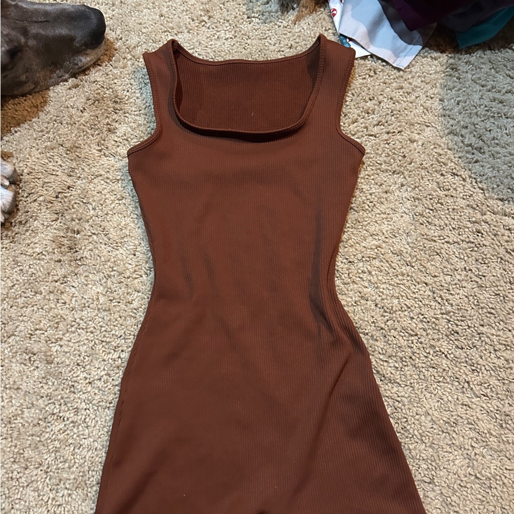 No Boundaries Brown Ribbed Sleeveless Jumpsuit